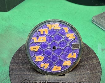 Hand-Painted Brass Watch Dial – Purple Scale Texture – Lumed Numerals – Limited Availability