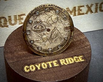 Apollo 8 Artemis II Engraved Watch Dial – 18K Gold Plated Nickel Silver, Blue Lume