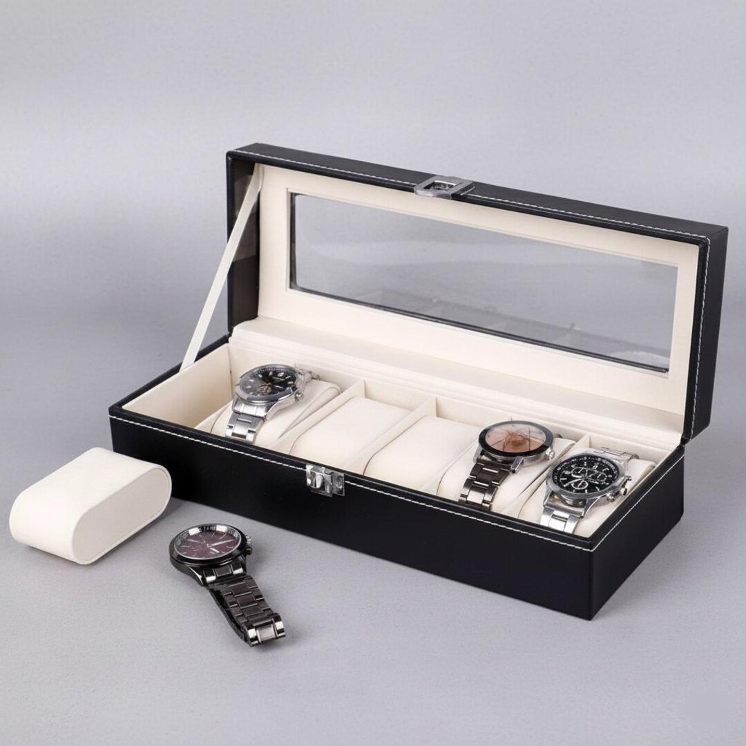 Watch With Box Luxury Watch Box With 6, 10, 12 Compartments, Glass Top, Wooden Shell ...