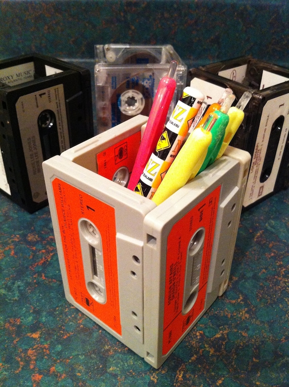Items similar to Retro Cassette Tape Pen Holder on Etsy