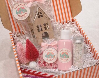 Pink Mini Putz House DIY Kit: Modern Vintage Putz style
