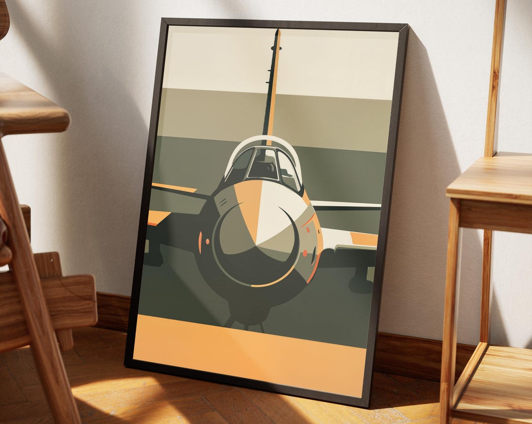 Abstract Fighter Jet Print Mid Century Modern Wall Art Geometric ...
