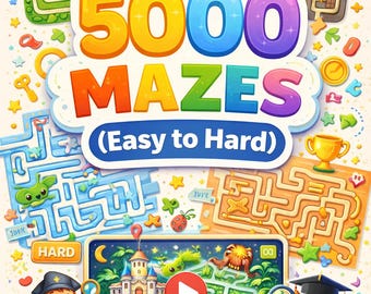 5000 Mazes Activity Bundle | Easy to Hard Maze Games for Kids | Brain Games & Learning Fun | Printable PDF