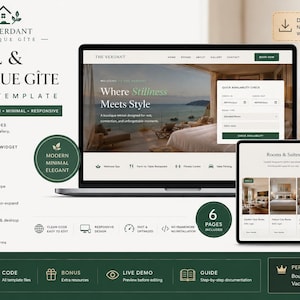 Szablon strony internetowej hotelu i butiku Gîte — HTML/CSS/JS | Nowoczesny, minimalistyczny design
