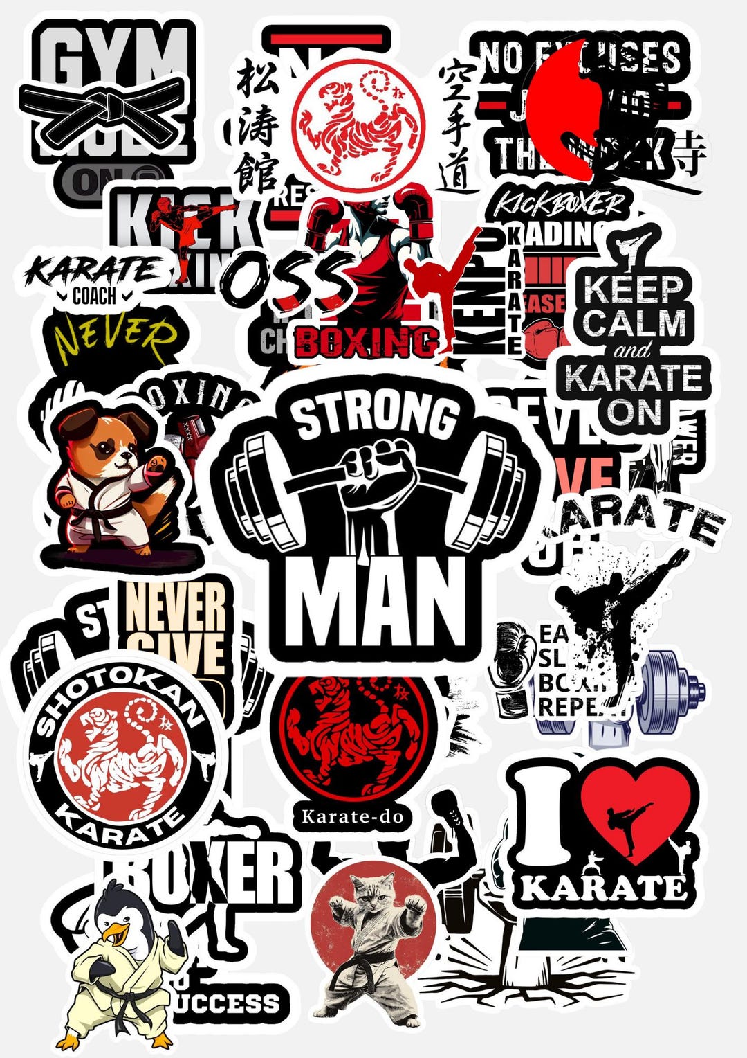Karate and Kickboxing Sticker Pack | Combat Sports & Gym Stickers ...