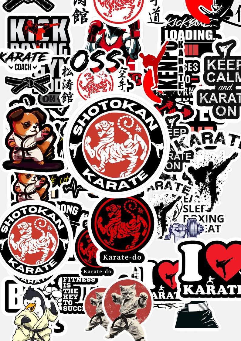 Karate and Kickboxing Sticker Pack | Combat Sports & Gym Stickers ...