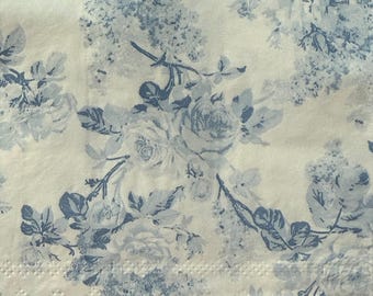 Decoupage Napkins: Blue and White Toile Botanical Floral Design (2 Count, 13 x 15.5") new