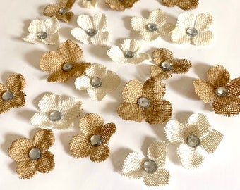 PAY IT FORWARD Table Scatter Wedding Decorations Light Ivory Burlap  Shiny Gems Set 20 pieces - Bridal Baby Showers Party Flower Girl Petals