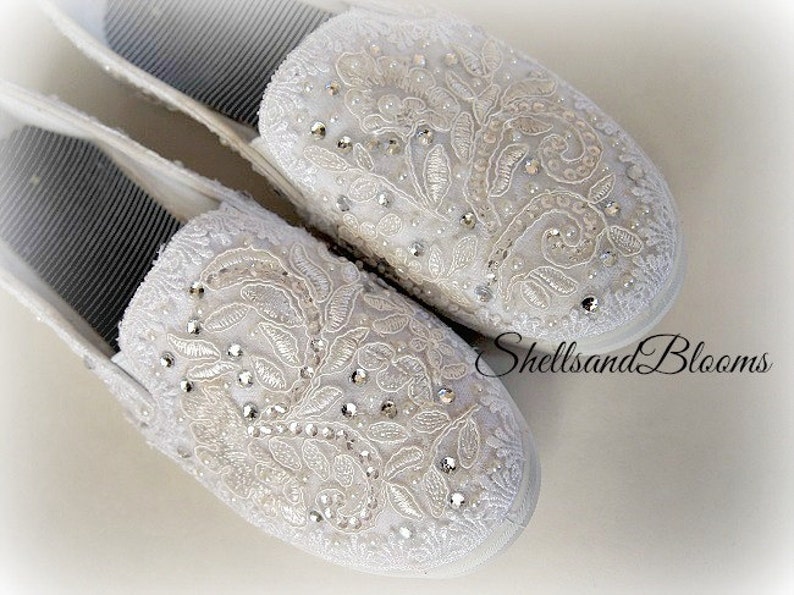 white bridal tennis shoes
