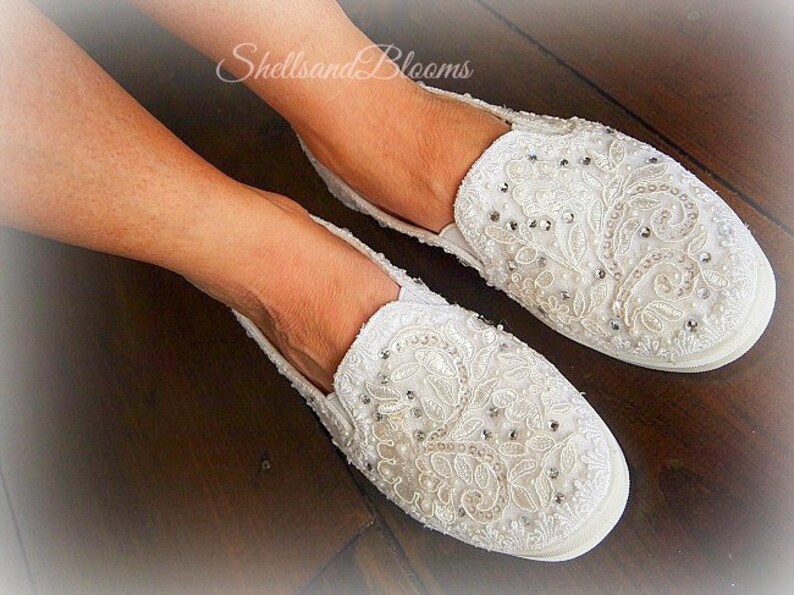 white bridal tennis shoes