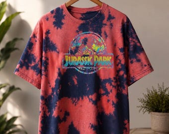 Tie Dye Tee Shirt Top - bleached Unisex XXL JURASSIC PARK