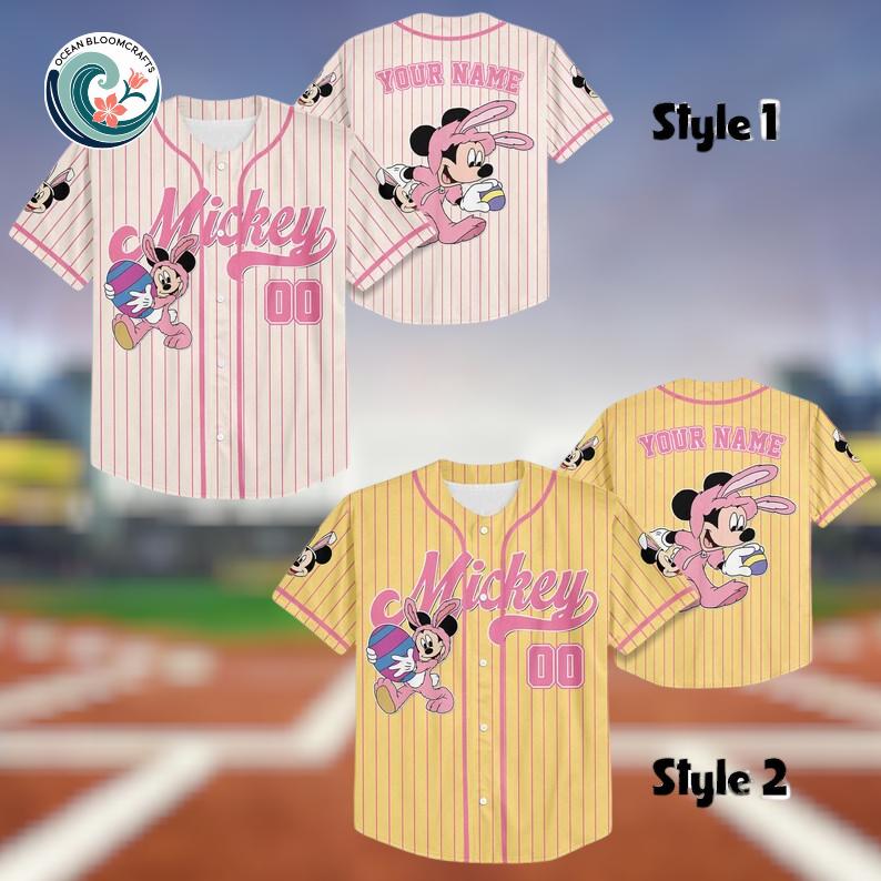 Discover Custom Mickey Mouse Easter Baseball Jersey, Disney Family Matching Shirt, Personalized Birthday Outfit, Spring Holiday Trip Jersey