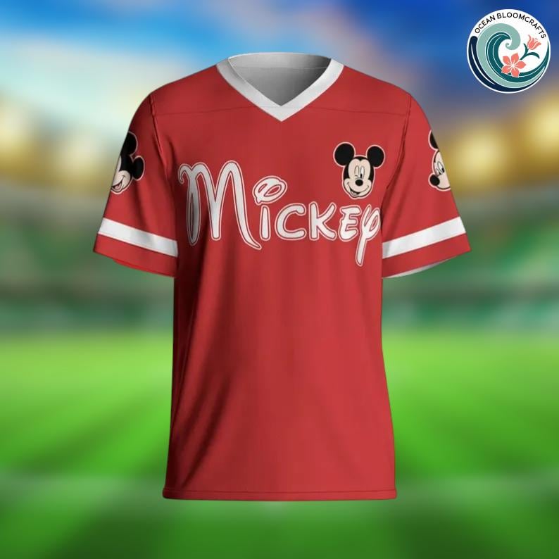 Discover Custom Mickey Smile Classic Football Jersey Personalized Disney Sports Shirt Cute Fan Birthday Gift