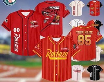 Custom Cars Lightning McQueen Baseball Jersey | Personalized Team Shirt Gift for Disney Pixar Fans