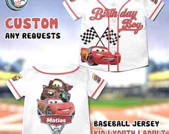 Cars 2nd Birthday Jersey, Lightning McQueen Mater Shirt, Birthday Boy Outfit, Custom Name Number Jersey, Racing Theme Kids Shirt