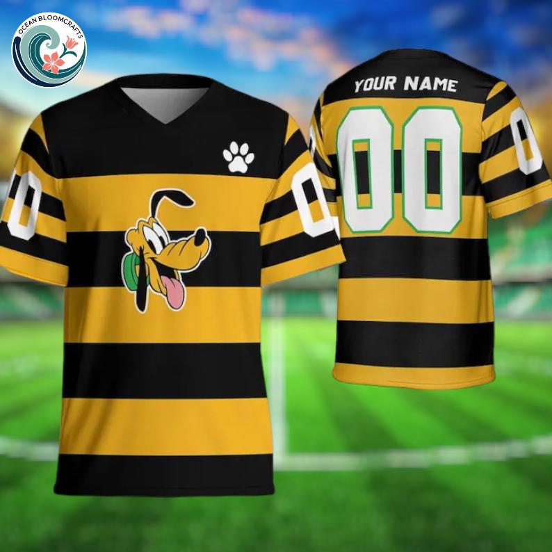 Discover Custom Disney Pluto Cute Face Football Jersey, Custom Adult Kid Youth Football Jersey Collection Choose Style, Disney Outfit