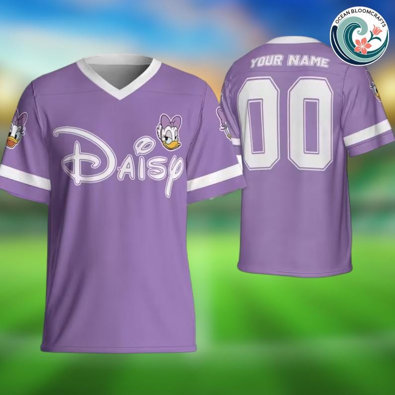 Discover Custom Daisy Smile Classic Football Jersey Personalized Disney Sports Shirt Cute Fan Birthday Gift