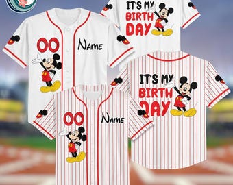 Custom Mickey Mouse Birthday Baseball Jersey, Disneyland Outfit