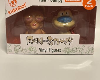 Kidrobot Nickelodeon Ren and Stimpy 3 inch Vinyl Figure 2 pack Set New