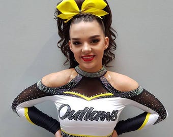 LilyLocks - Cola de caballo de cabello humano con rebote extra de 45 cm, para competición, para animadoras, volumen medio-alto, cabello de alto rendimiento - Puntas rizadas