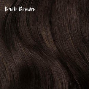 LilyLocks - Cola de caballo de cabello humano con rebote extra de 45 cm, para competición, para animadoras, volumen medio-alto, cabello de alto rendimiento - Puntas rizadas Dark Brown