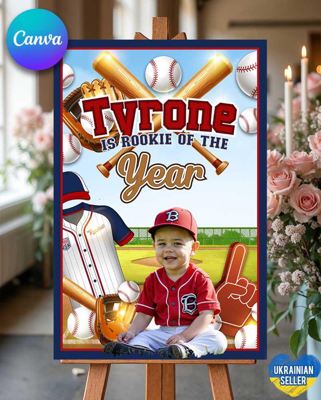 Baseball Rookie of the Year Birthday Welcome Sign Template, Baseball ...