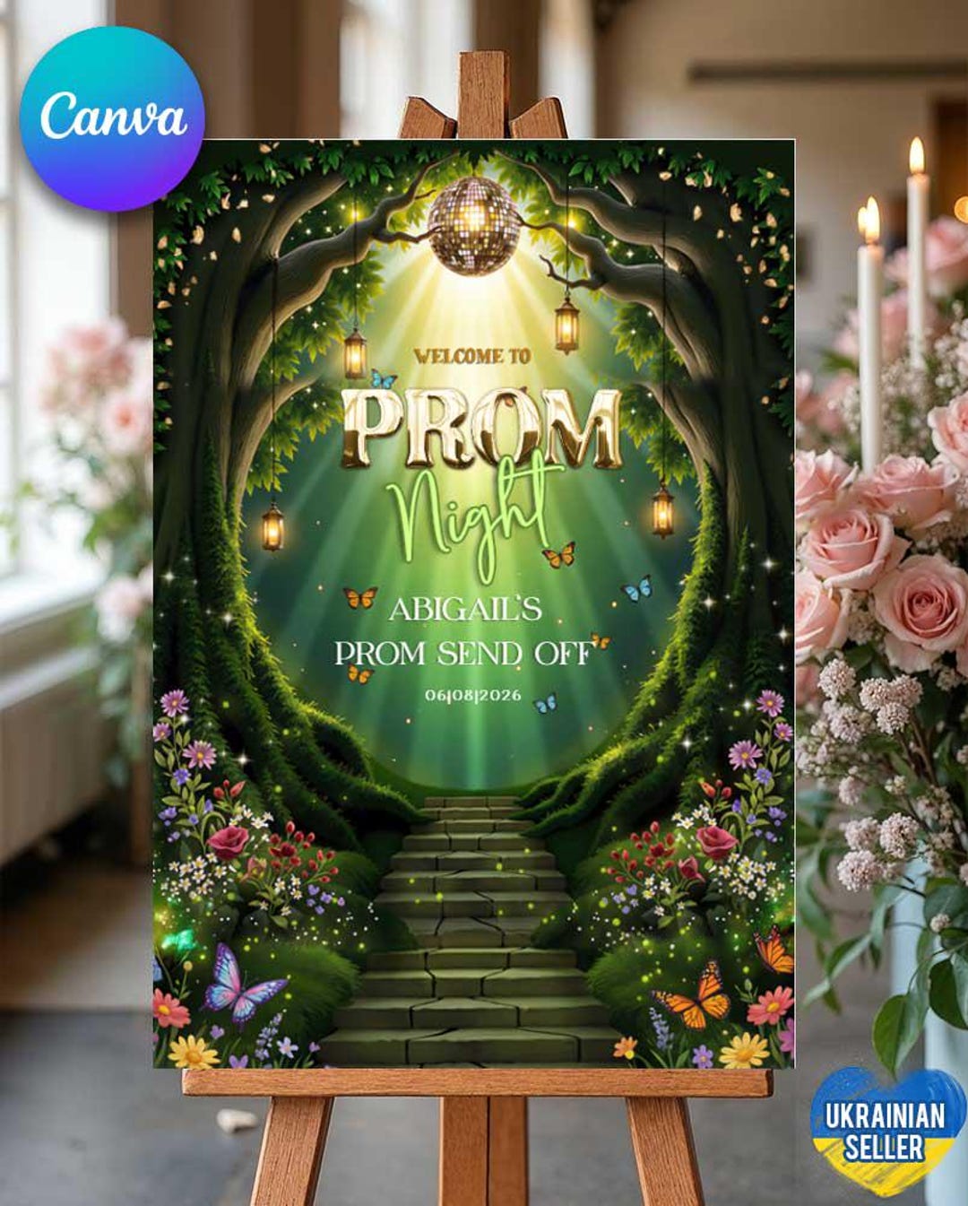 Prim Welcomesign Enchanted Forest Prom Welcome Sign Template, Fairy Garden Prom Send off ...