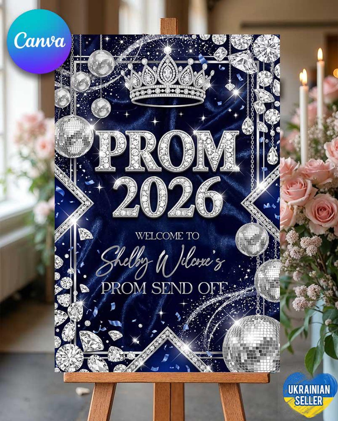 Prim Welcomesign Prom Send off Welcome Sign Template, Blue Silver Prom Welcome Sign ...