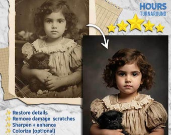 Restauração e colorização de fotos antigas | Reparo de danos e arranhões | Arquivo digital de alta resolução para restaurar fotos vintage.