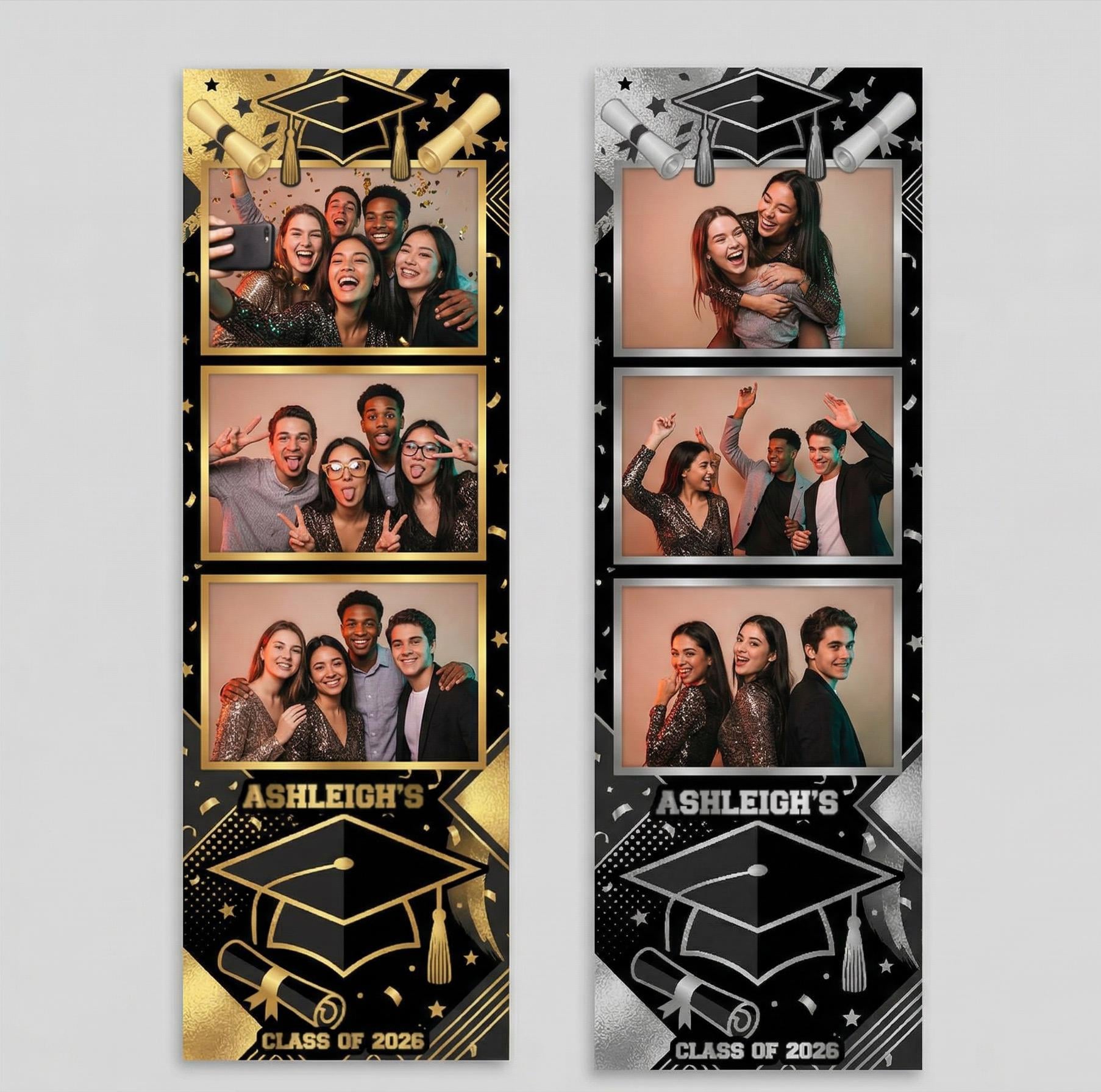 Grad Overlay Many Colors Graduation Photo Booth Template 2x6 Photo Strip Black Gold ...