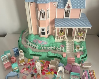 Rare!! Fisher Price Precious Places 1988 Vintage Dollhouse + Accessories Miniature Dollhouse