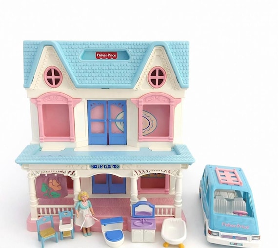 Vintage Fisher-price Loving Family Dollhouse 1993 Ref. 6364 – Blue