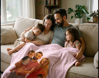 Sherpa Fleece Blanket, Happy Family Dog Art, Cozy Throw, Sentimental Home Decor