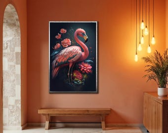 Large Flamingo Wall Art : Animal Canvas Art for Livingroom