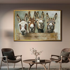 Funny Donkey Canvas Print: Rustic Farmhouse Wall Decor