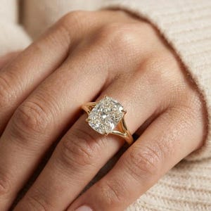 Radiant Cut Ring 925 Silver Engagement Ring Moissanite Solitaire Ring Minimalist Bridal Ring Gift for Her