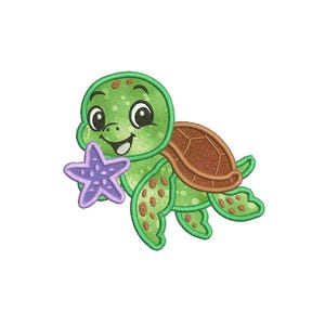 Machine Embroidery Turtle Applique Ocean Beach