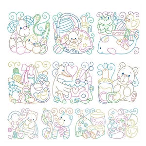 Machine Embroidery Baby Quilt Blocks Set