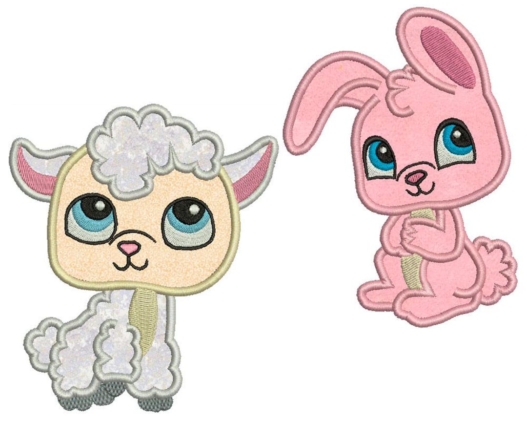 Lamb Baby Rabbit Machine Embroidery Applique Baby Lamb & Rabbit Animal Mini Set - Etsy