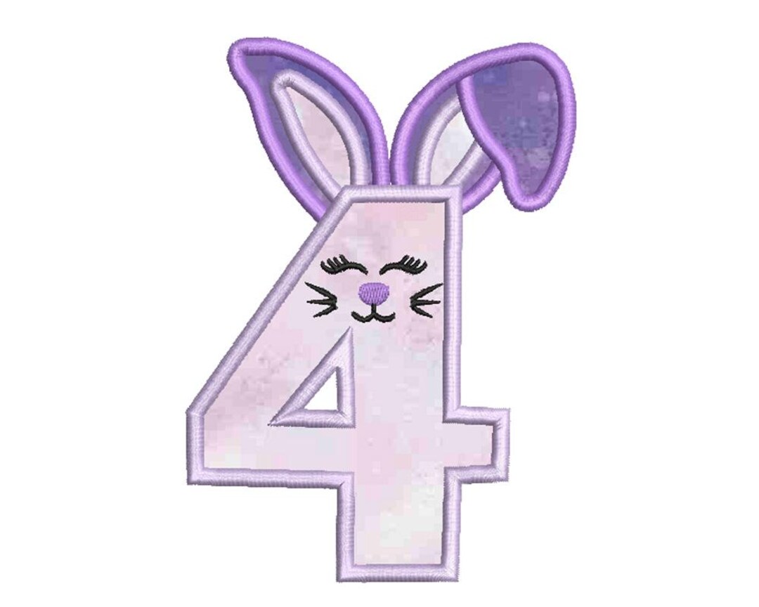 Machine Embroidery Applique Easter Bunny Rabbit Number Four 4 - Etsy