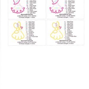 Pu&ograve; includere: Quattro disegni di ricamo con una ragazza con cappuccio e un'applicazione di cappello da sole. I disegni includono vari colori come rosa intenso, verde acqua e viola. Le dimensioni sono 7,6 x 9,9 cm, 11,4 x 14,8 cm, 6,8 x 9,9 cm e 10,2 x 14,9 cm.