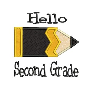 Machine Embroidery Applique School Second Grade Pencil