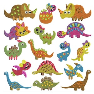 Machine Embroidery Tiny Dinosaurs Animal Set