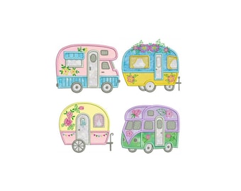 機械刺繍アップリケキャラバン1ミニセットキャンピングカーバン