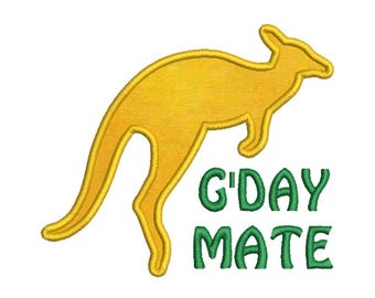 Machine Embroidery Applique Australia Day Kangaroo