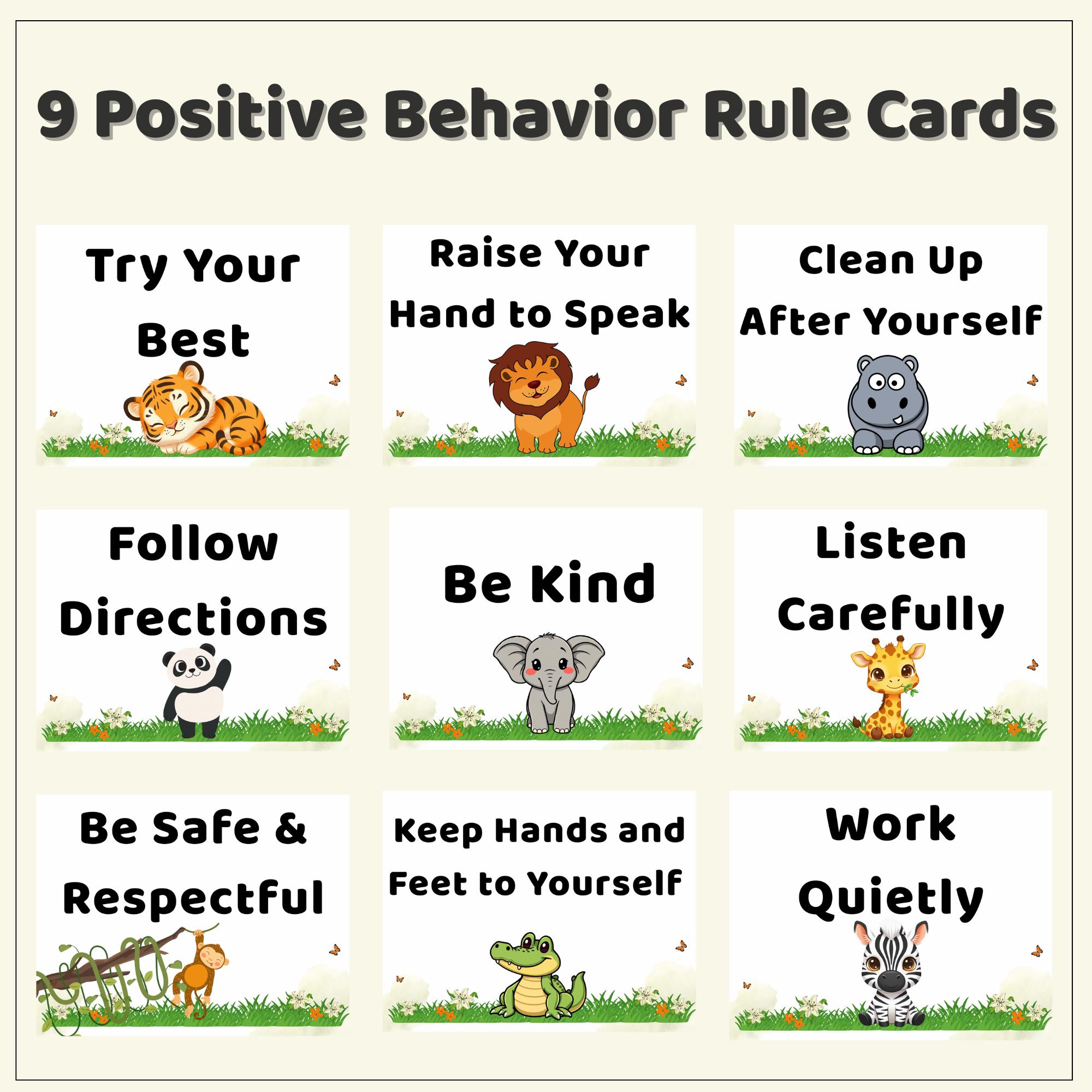 Good Behavior Rules Example Safari Classroom Rules Posters | Positive Behavior Rules for Pre-k–1st ...