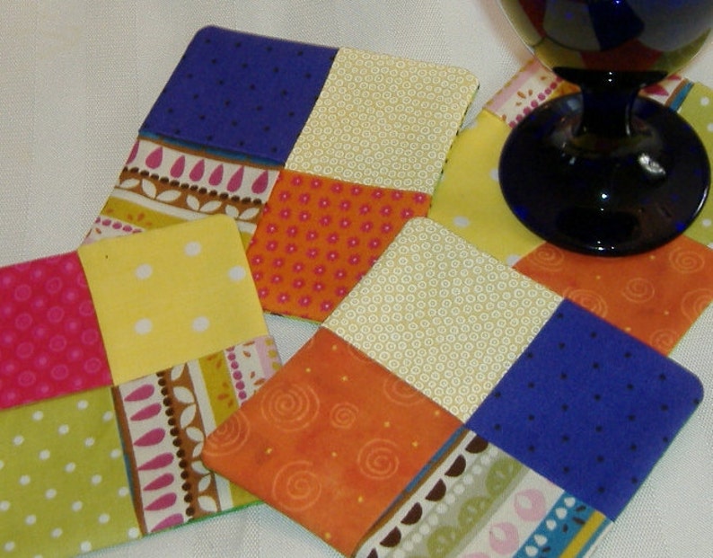 Bright and Bold Patchwork Coaster Set of 4 image 1