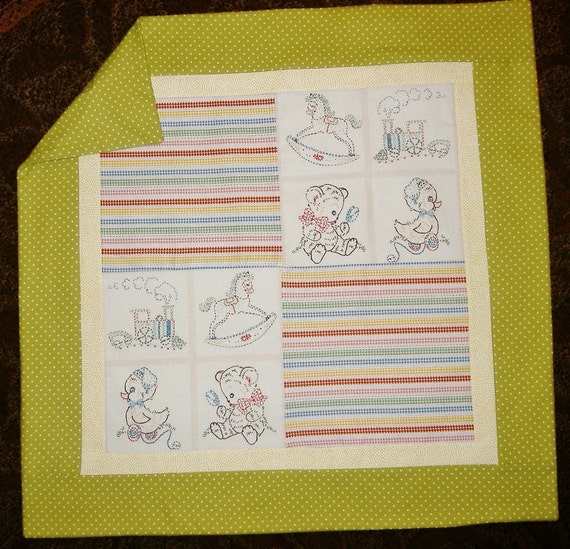 Baby Quilt Crib Quilt Stroller Quilt Embroidery Look Gender Etsy