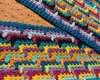 Handmade Mosaic crochet Apache Tears stitch cotton scarf  *Free Shipping*
