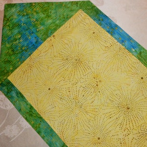 Batik Table Runner Green 54 x 14 Reversible image 2